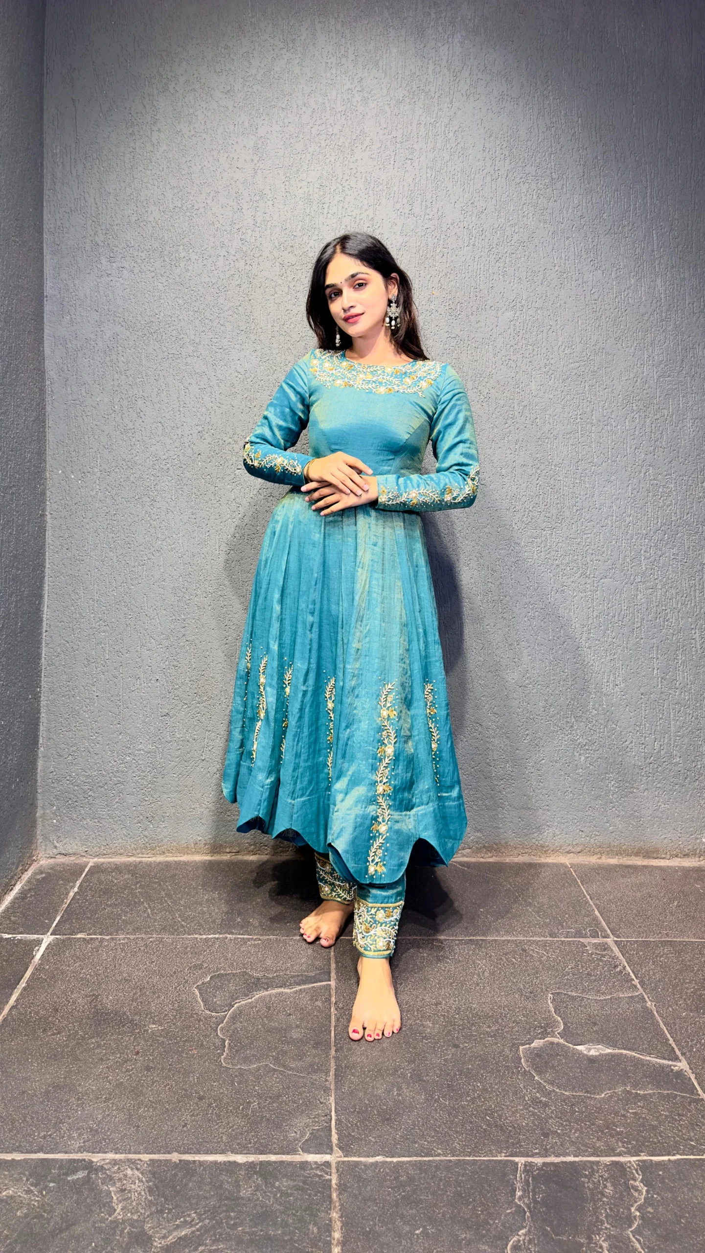 Pure tissue Anarkali Set